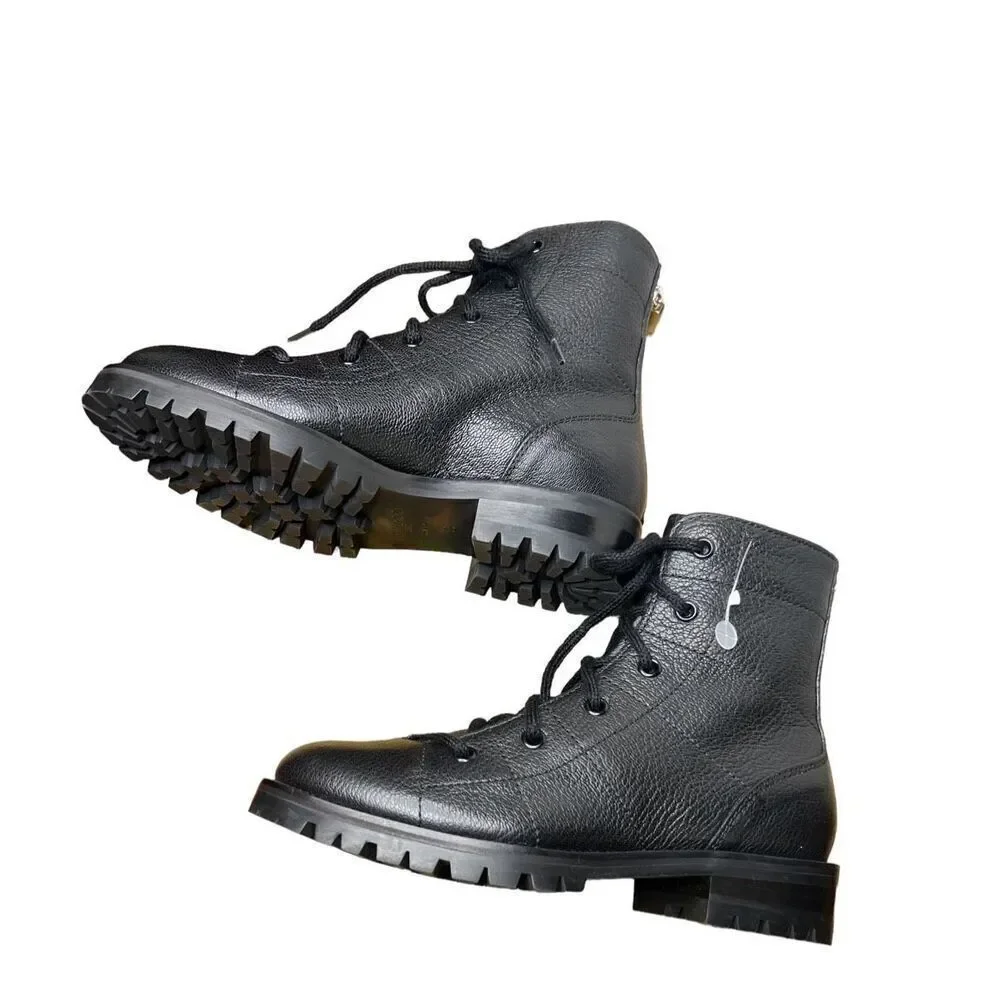 Jimmy Choo Black Leather Cruz Combat Boots NWB Size 35 - Picture 4 of 12